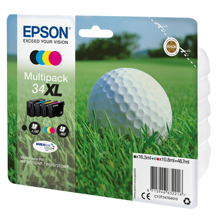 Afbeelding vergroten Epson cartridge multipack T34XL zwart + kleur