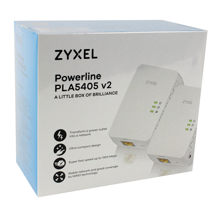 Afbeelding vergroten Zyxel PowerLine Gigabit Ethernet Adapter Twin Pack1300Mbps PLA5405