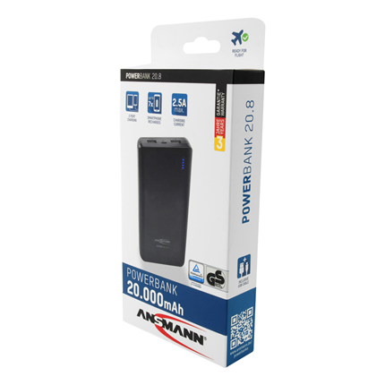 Afbeelding vergroten Ansmann Powerbank 20.8 20.000mAh 2-poorts