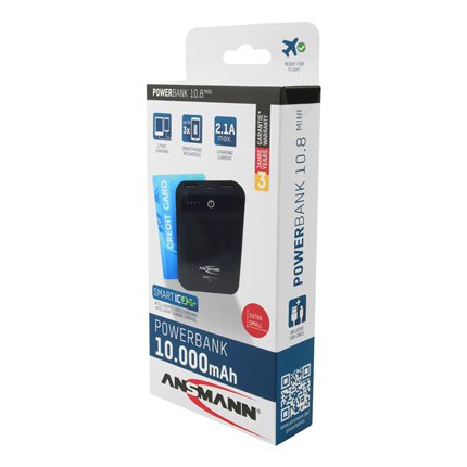 Afbeelding vergroten Ansmann Powerbank 10.8 mini 10.000mAh 2-poorts