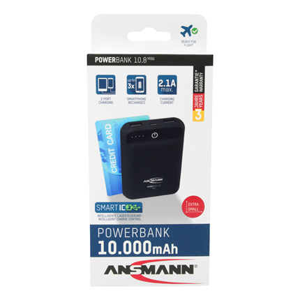 Afbeelding vergroten Ansmann Powerbank 10.8 mini 10.000mAh 2-poorts