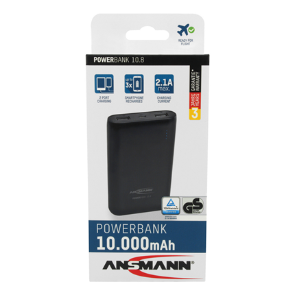 Afbeelding vergroten Ansmann Powerbank 10.8 10.800mAh 2-poorts