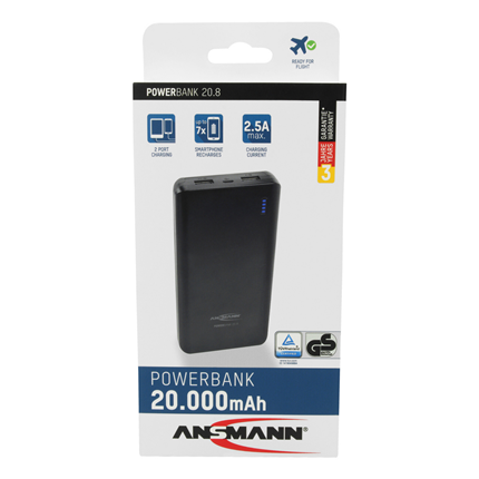 Afbeelding vergroten Ansmann Powerbank 20.8 20.000mAh 2-poorts