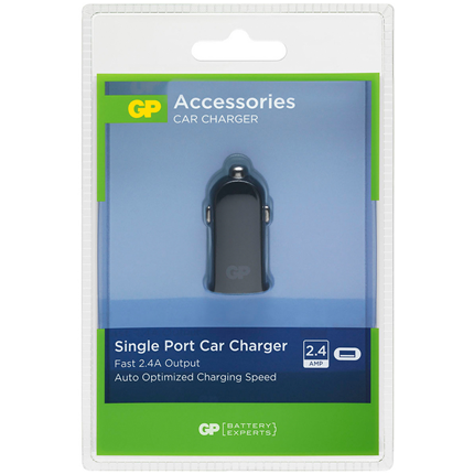 Afbeelding vergroten GP USB Auto Adapter CC22 1xUSB 2400mA