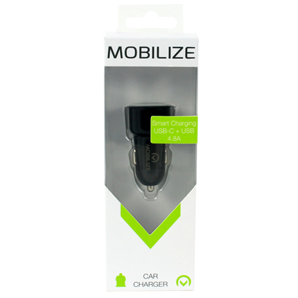 Afbeelding vergroten Mobilize Smart Charging Autolader 1 x USB-A 1 x USB-C