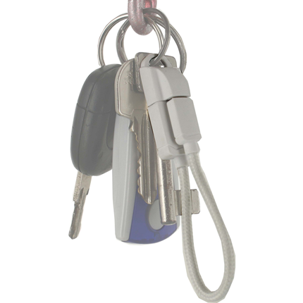 Afbeelding vergroten Keymate Sleutelhanger met Lightning laad+datakabel 15cm wit
