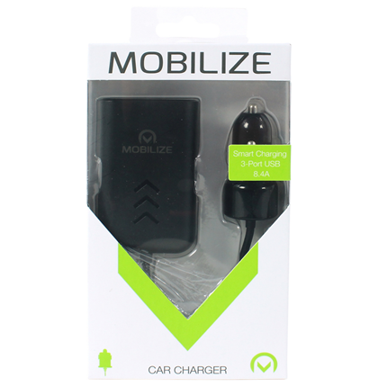 Afbeelding vergroten Mobilize autolader 3-poorts USB