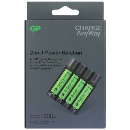 Afbeelding vergroten GP BATTERIES Charge AnyWay 2in1 oplader en powerbank