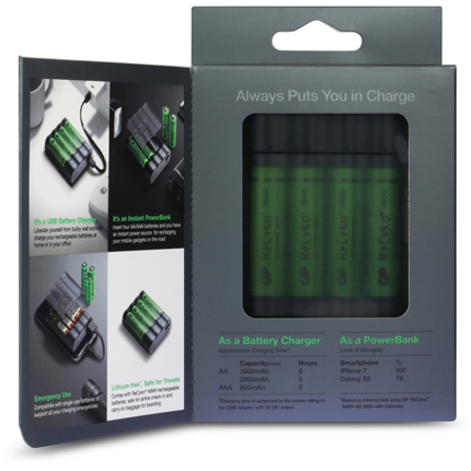 Afbeelding vergroten GP BATTERIES Charge AnyWay 2in1 oplader en powerbank