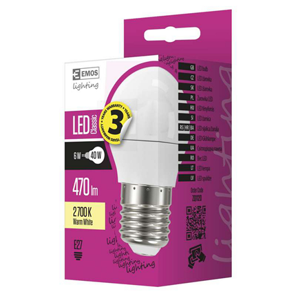 Afbeelding vergroten Emos LED lamp E27 6W 470Lm Mini-Kogel
