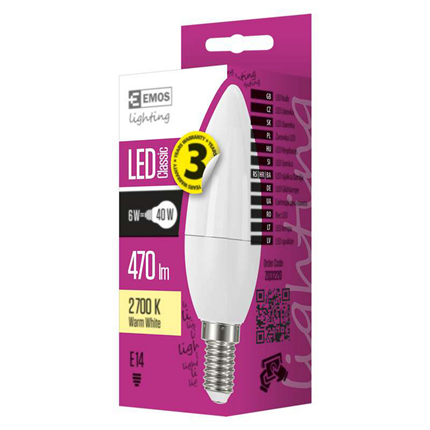 Afbeelding vergroten Emos LED lamp E14 6W 470Lm Kaars