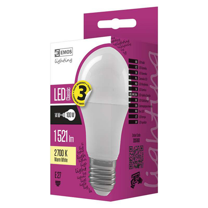 Afbeelding vergroten Emos LED lamp E27 14W 1521Lm classic mat