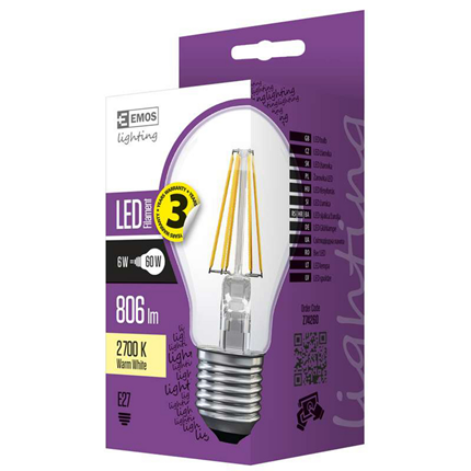 Afbeelding vergroten Emos LED lamp E27 6W 645Lm classic filament