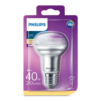 Afbeelding vergroten Philips R63 Reflector E27 LED lamp 3 Watt 210 Lumen
