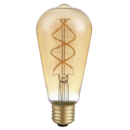 Afbeelding vergroten LED's Light Vintage Gold Filament LED E27 5 Watt 230 Lumen Dimbaar