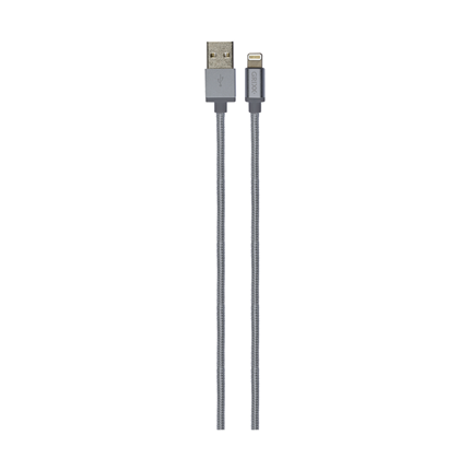 Afbeelding vergroten Grixx laad+datakabel Apple lightning 1m nylon space grey