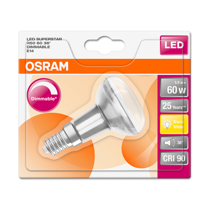 Afbeelding vergroten Osram led E14 5,9W R50 dimbaar