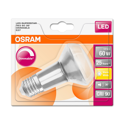 Afbeelding vergroten Osram ledlamp E27 5,9W R63 dimbaar