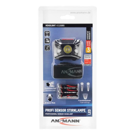 Afbeelding vergroten Ansmann Hoofdlamp met Sensor 1,5 Watt 200 Lumen Spatwaterdicht