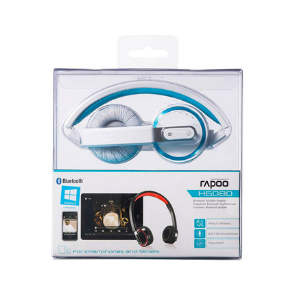 Afbeelding vergroten Rapoo draadloze headset + microfoon opvouwbaar Bluetooth wit H6080