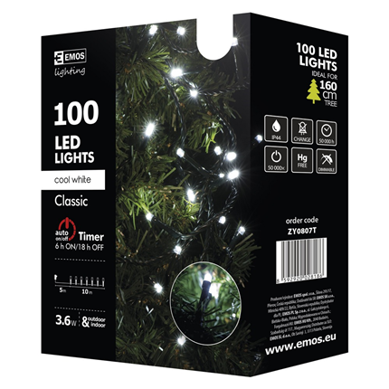 Afbeelding vergroten Emos Led Kerstverlichting Cool Wit 100 leds 10 meter