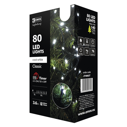 Afbeelding vergroten Emos Led Kerstverlichting Cool Wit 80 leds 8 meter