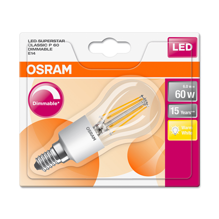 Afbeelding vergroten Osram ledlamp E14 6W Classic P dimbaar