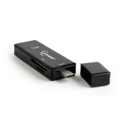 Afbeelding vergroten Gembird SDkaart lezer USB-A / Micro-USB / USB-C Zwart