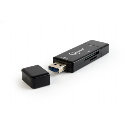 Afbeelding vergroten Gembird SDkaart lezer USB-A / Micro-USB / USB-C Zwart