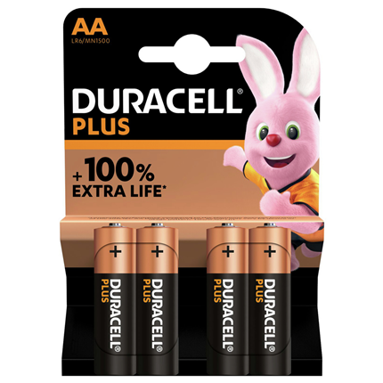 Afbeelding vergroten Duracell Plus 100% Alkaline AA 4 Stuks