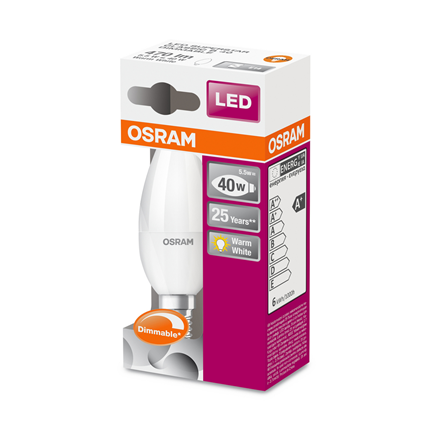 Afbeelding vergroten Osram ledlamp E27 5,5W Classic B dimbaar mat