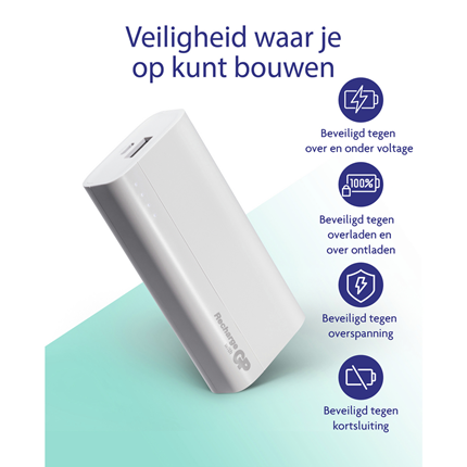 Afbeelding vergroten GP Portable Powerbank Beige 5000mAh 1x USB