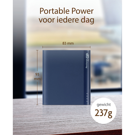 Afbeelding vergroten GP Portable Powerbank Blauw 10000mAh 2x USB