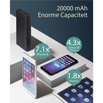 Afbeelding vergroten GP BATTERIES portable power bank B-serie 20000 mAh B20a zwart