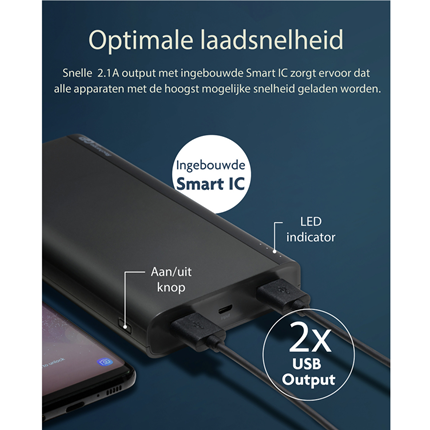 Afbeelding vergroten GP BATTERIES portable power bank B-serie 20000 mAh B20a zwart