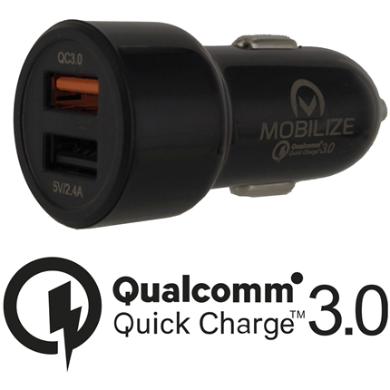 Afbeelding vergroten Mobilize Autolader 2 x USB 4800mA MOBCC017 Zwart