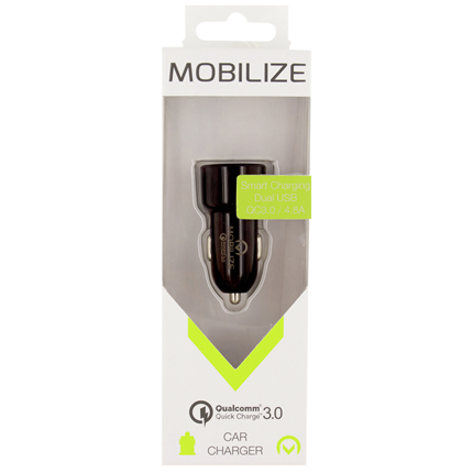 Afbeelding vergroten Mobilize Autolader 2 x USB 4800mA MOBCC017 Zwart
