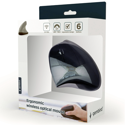 Afbeelding vergroten Gembird ergonomische muis MUSWERGO01 zwart