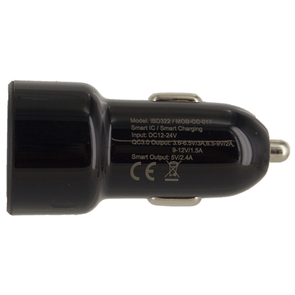 Afbeelding vergroten Mobilize Autolader 2 x USB 4800mA MOBCC017 Zwart