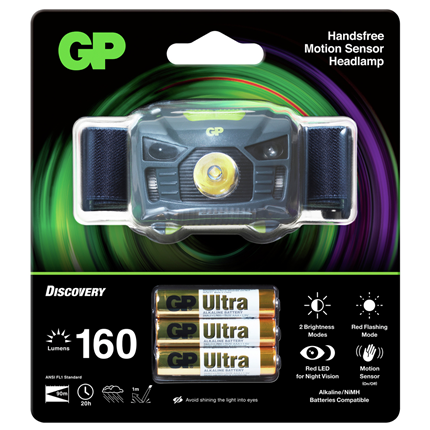 Afbeelding vergroten GP LED Hoofdlamp met Sensor 160Lm