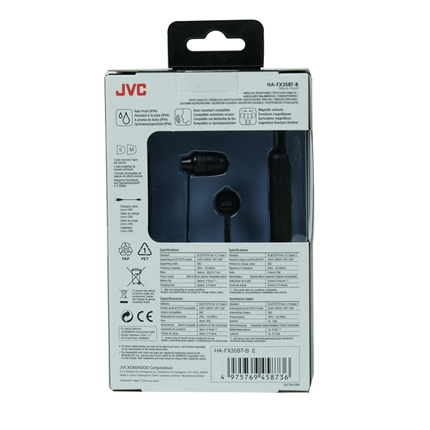 Afbeelding vergroten JVC hoofdtelefoon draadloos inner-ear zwart HA-FX35BT