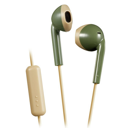 Afbeelding vergroten JVC hoofdtelefoon in-ear + microfoon groen-beige HA-F19M