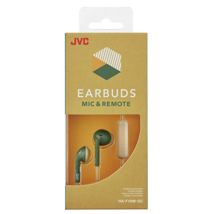 Afbeelding vergroten JVC hoofdtelefoon in-ear + microfoon groen-beige HA-F19M