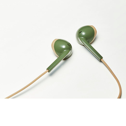 Afbeelding vergroten JVC hoofdtelefoon in-ear + microfoon groen-beige HA-F19M