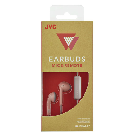 Afbeelding vergroten JVC hoofdtelefoon in-ear + microfoon roze-grijs HA-F19M