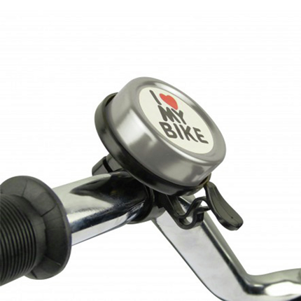 Afbeelding vergroten Dresco "I Love My Bike" Fietsbel Zilver