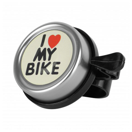 Afbeelding vergroten Dresco "I Love My Bike" Fietsbel Zilver