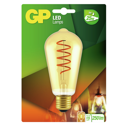 Afbeelding vergroten GP LED lamp E27 5W 250Lm ST64 vintage gold 085256