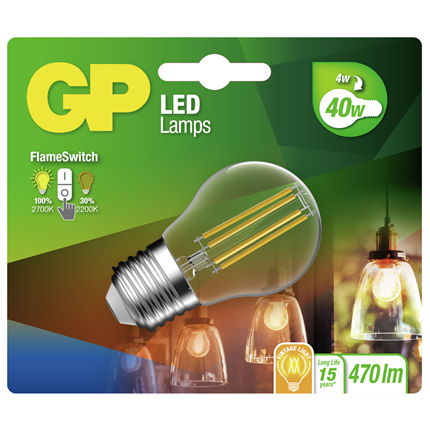 Afbeelding vergroten GP LED lamp mini globe filament FS 4W E27 085409