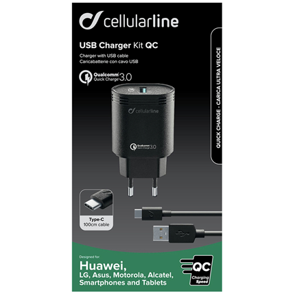 Afbeelding vergroten Cellular Line thuislader USB-C 3.6A zwart